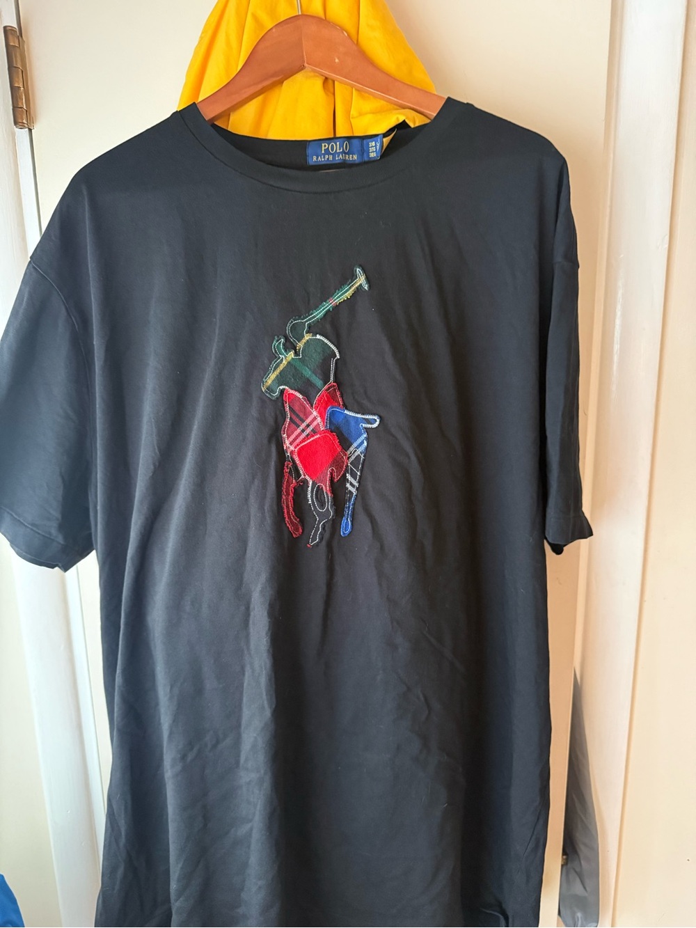 Ralph Lauren Black Short-Sleeve Polo Logo Tee with Multicolor Embroidery